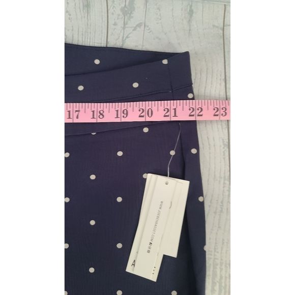 Joe B 3X Pull On Capri Pants Blue Cream Polka Dot Criss Cross Open Ankle Stretch - Picture 3 of 9
